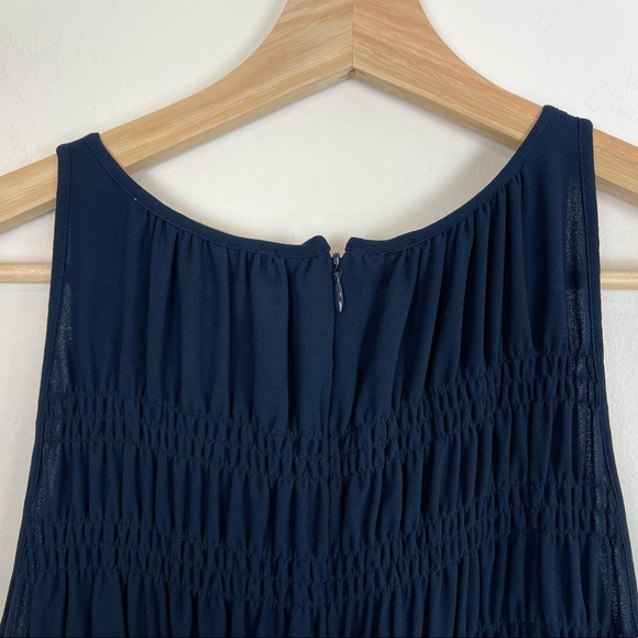 Michael Kors Navy Blue Scoop Neck Ruched Flowy Maxi Dress | Size Small - Picture 4 of 8